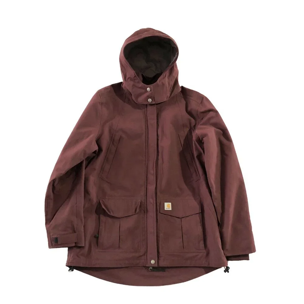 Carhartt Jacket Womens Size XL (16/18) Burgundy Shoreline Storm Defender Hooded - Picture 2 of 16